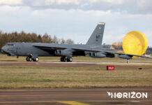 U.S. Air Force B-52 Stratofortress arrive at RAF Fairford for Bomber Task Force Europe 22-2 U.S. Air Force B-52H Stratofortress 61-0018. Photo: Ian Harding
