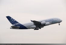 First A380 Flight powered by 100% Sustainable Aviation Fuel Airbus A380 MSN001 Sustainable Aviation Fuel. Photo: Airbus