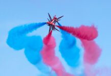 Royal Air Force Aerobatic Team (RAFAT) in 2022 Royal Air Force Red Arrows. Photo: Red Arrows