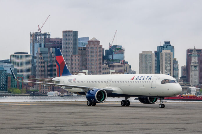 Delta Air Lines A321 NEO in Boston, Massachusetts, on Thursday, May 19, 2022. Photo: Chris Rank