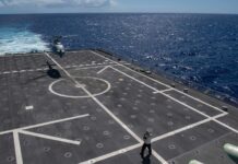 US Navy Deploys MQ-8C Fire Scout to Indo-Pacific A MQ-8C Fire Scout prepares to land aboard USS JACKSON (LCS-6) in the Pacific Region, April 19, 2022. Credit: U.S. Navy