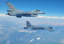 NATO executes complex multi-national exercise over Slovakia After the combined mission over Slovakia, Turkish F-16 escorted the US Air Force B-52 in Turkish airspace. Photo: Turkish Air Force