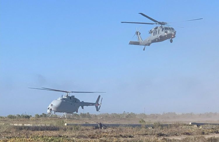 A MQ-8C Fire Scout lands at San Clemente Island from Point Mugu during exercise Resolute Hunter demonstrating its Expeditionary Advanced Base Operations (EABO) capability. Photo: U.S. Navy