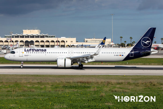 Lufthansa Airbus A321neo on a scheduled flight at Malta International Airport earlier this year. Photo: Christian Camilleri