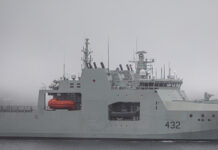 Third new Arctic and Offshore Patrol Ship delivered to Canada HMCS Max Bernays returning to port after completing sea trials in Halifax, Nova Scotia. Photo: Royal Canadian Navy