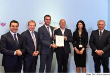 Another milestone in aviation: Eurowings Europe Limited to start operating Eurowings Europe Ltd. Managing Director, Stefan Beveridge receiving the AOC Certificate from CAD Director General Capt. Charles Pace. Photo: DOI
