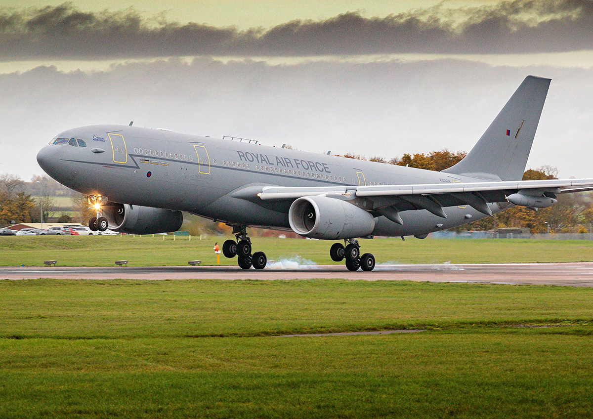 Airbus A330MRTT completes first 100% SAF test flight on both engines. Photo: MoD Crown Copyright