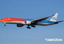 Amsterdam Airport Schiphol KLM Royal Dutch Airlines Boeing 777-306ER PH-BVA. Photo: Stephen Borg