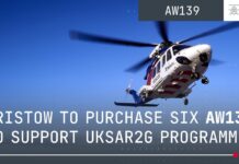 Bristow to purchase six AW139 helicopters to support its “UKSAR2G” Search and Rescue programme