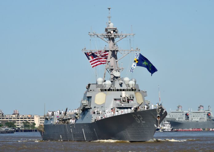The guided-missile destroyer USS Lassen (DDG 82) arrives to the Julia Street Cruise Terminal in New Orleans officially kicking off Navy Week New Orleans 2022. Navy Weeks are designated to show Americans the investment they made in their Navy and increase awareness in cities that do not have a significant Navy presence. Photo: Mass Communication Specialist 1st Class Micah Blechner