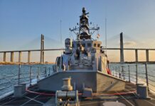 U.S., Egypt Enhance Maritime Partnership with Patrol Craft Transfer Patrol coastal ship USS Sirocco (PC 6) transits the Suez Canal, Feb. 10, 2023, en route to Alexandria, Egypt. Photo: U.S Navy Lt. j.g. Victor Murkowski