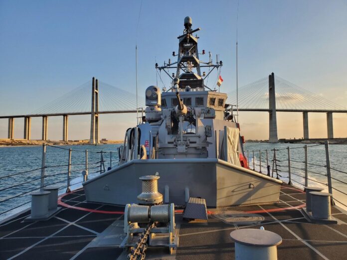 Patrol coastal ship USS Sirocco (PC 6) transits the Suez Canal, Feb. 10, 2023, en route to Alexandria, Egypt. Photo: U.S Navy Lt. j.g. Victor Murkowski