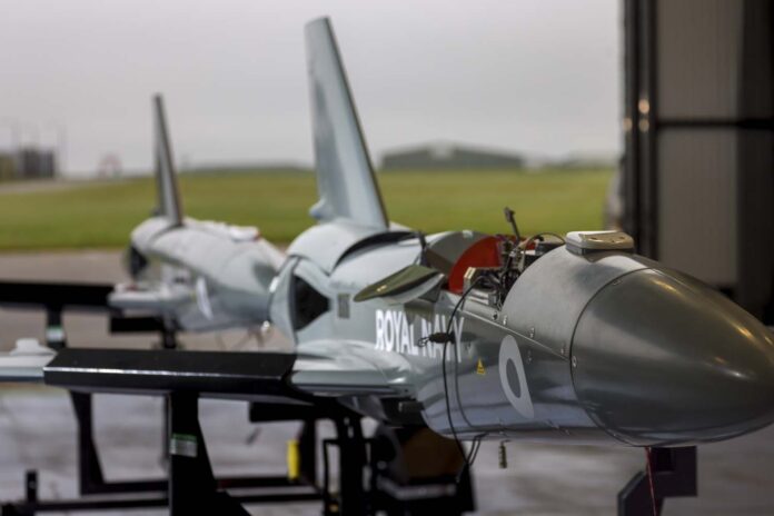 The Royal Navy has taken delivery of seven Banshee Jet80+ drones as it expands its operations in remotely-piloted air systems. Photo: Royal Navy LPhot Barry Swainsbury. Crown Copyright.