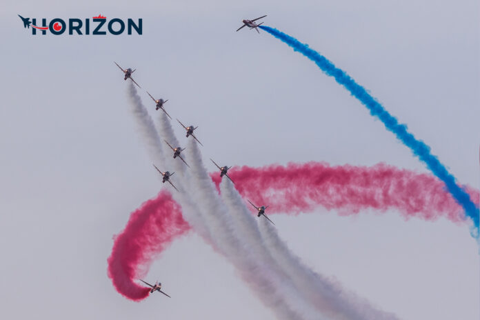 The Royal Air Force Aerobatic Team the Red Arrows performing during the Malta International Airshow 2021. Photo: Paul Spiteri Lucas