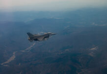 Upgraded F-16 rejoins 8th FW A U.S. Air Force F-16 Fighting Falcon assigned to the 8th Fighter Wing, Kunsan Air Base, South Korea, flies over the Korean Peninsula, April 4, 2023. The Air Force Life Cycle Management Center and Post Block Integration Team project has provided the F-16 fleet with various modifications and upgrades since entering the Air Force inventory in 1979 including the most recent large-scale upgrade encompassing 22 combined modifications that increase survivability and accuracy of the weapon system.