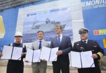 Keel laying ceremony for the first Polish SIGINT ship built at Remontowa shipyard