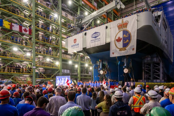 Irving Shipbuilding Inc. cut steel for the seventh Arctic and Offshore Patrol Ship (AOPS), the first of two for the Canadian Coast Guard’s fleet.