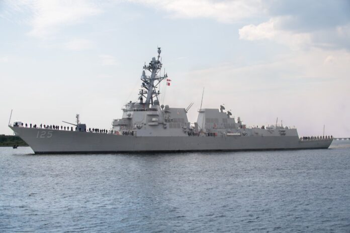 First Flight III Ship, Future USS Jack Lucas (DDG 125) Sails Away from Ingalls