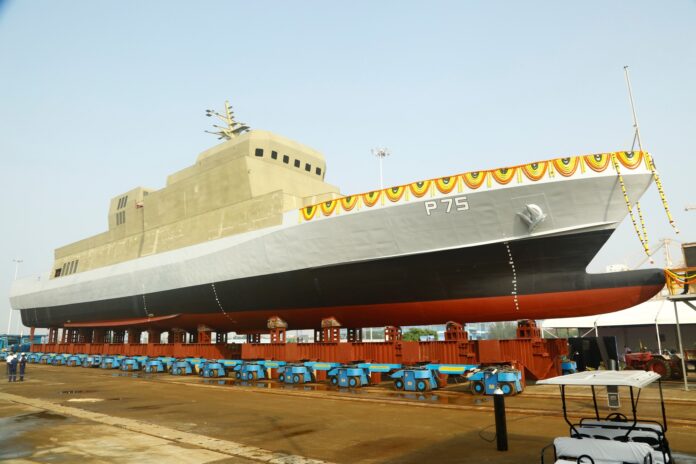 Launch of ‘AMINI’, fourth ASW SWC ship for the Indian Navy