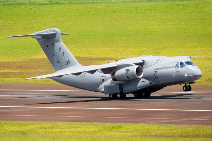 Hungarian Air Force Embraer C-390 maiden flight. Photo: Embraer