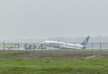 United Airlines Boeing 737 MAX 8 Lands at Houston Airports Ends in the Grass United Airlines Boeing 737 Max 8 accident at Houston Airport. Photo: Ren Ganner
