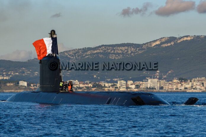 Submarine Tourville arrives at its home base Toulon