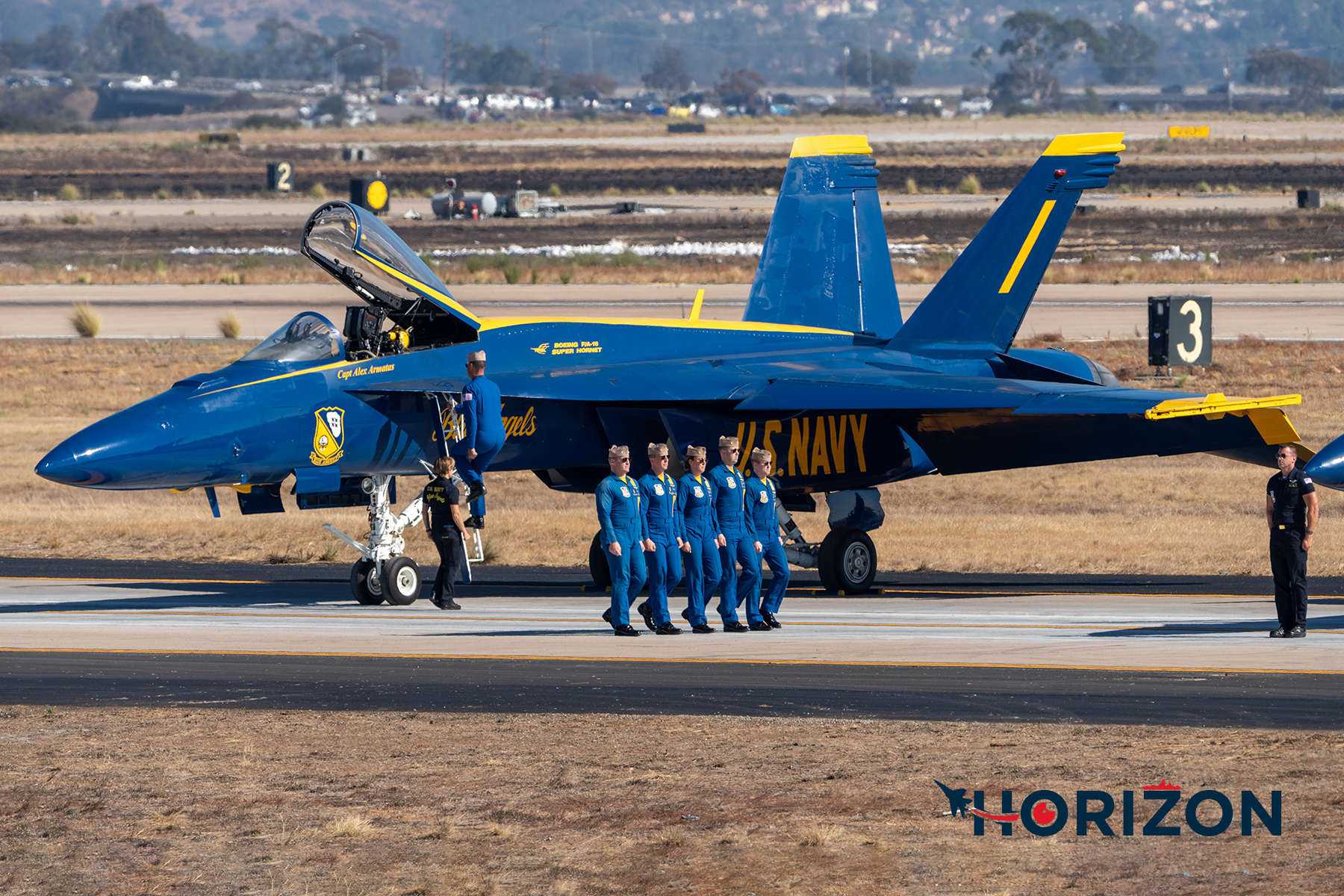 The US Navy Blue Angels show started before they left the ground as the team demonstrated their precision and uniformity of how they approached the aircraft and saluted their crew chiefs before starting up for the show.