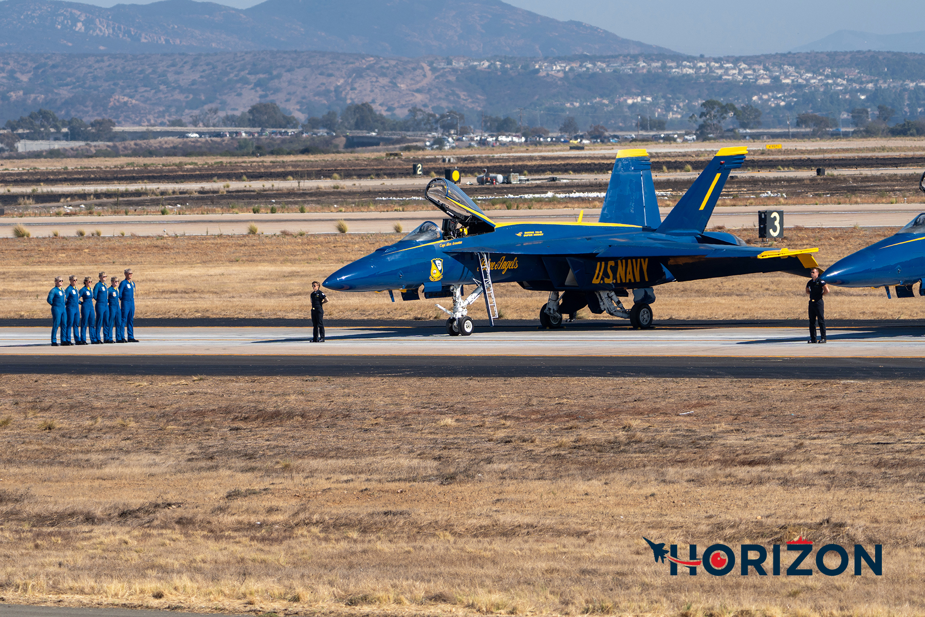 The US Navy Blue Angels show started before they left the ground as the team demonstrated their precision and uniformity of how they approached the aircraft and saluted their crew chiefs before starting up for the show.