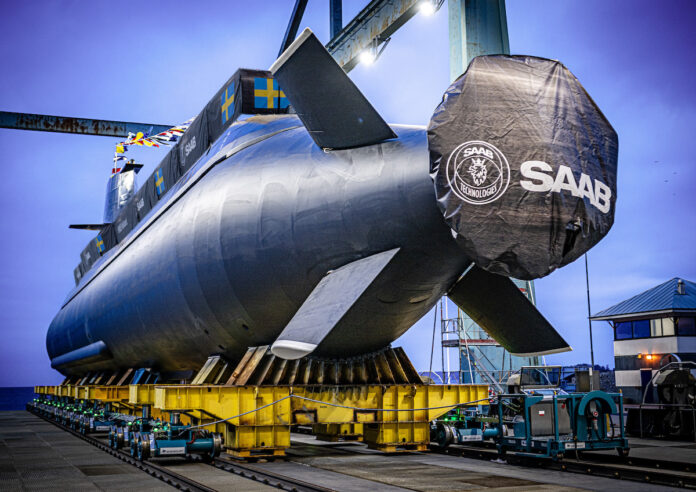 Saab launches HMS Halland submarine after mid-life upgrade