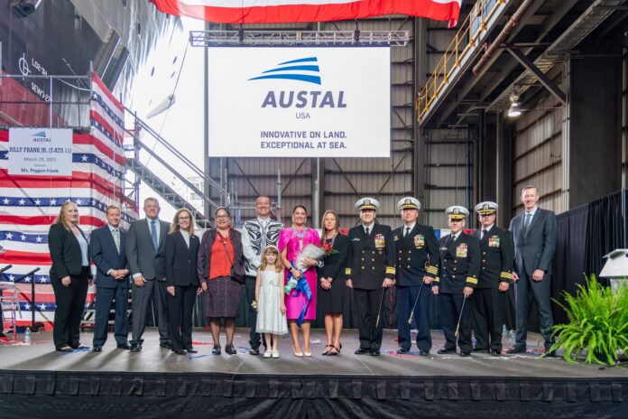 Austal USA christens future USNS Billy Frank Jr. (T-ATS 11)