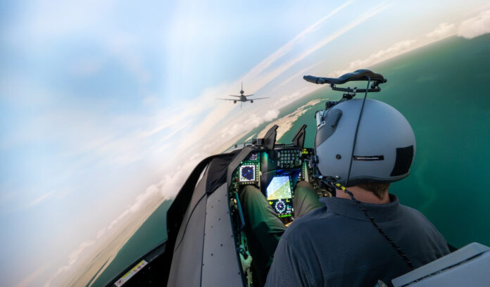 Lockheed Martin demonstrates the realistic training environment and mission capabilities of the F-16 Block 70 full mission simulator. Photo: Lockheed Martin